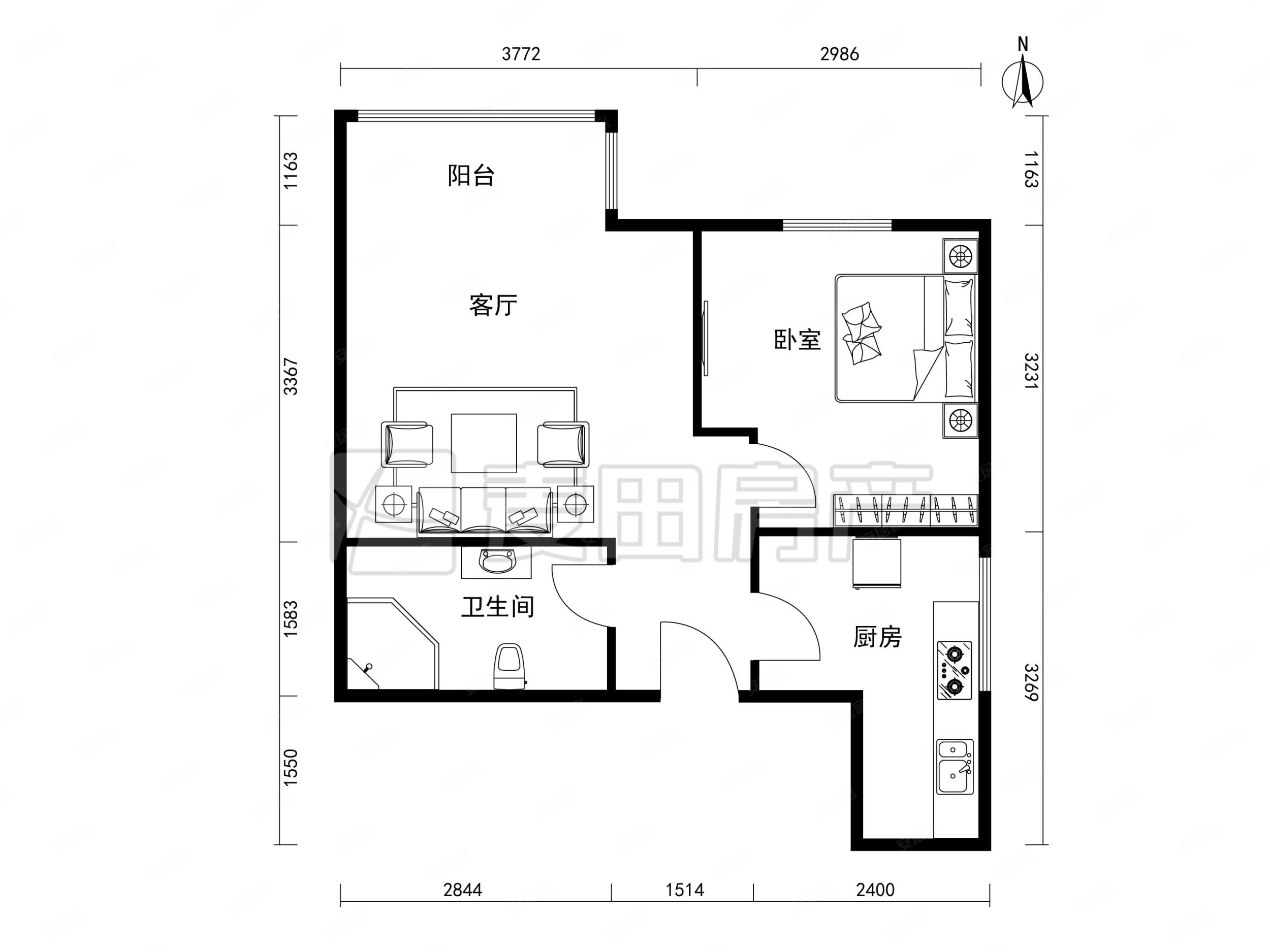 远见名苑(一期)1室1厅1卫54.86㎡东北550万