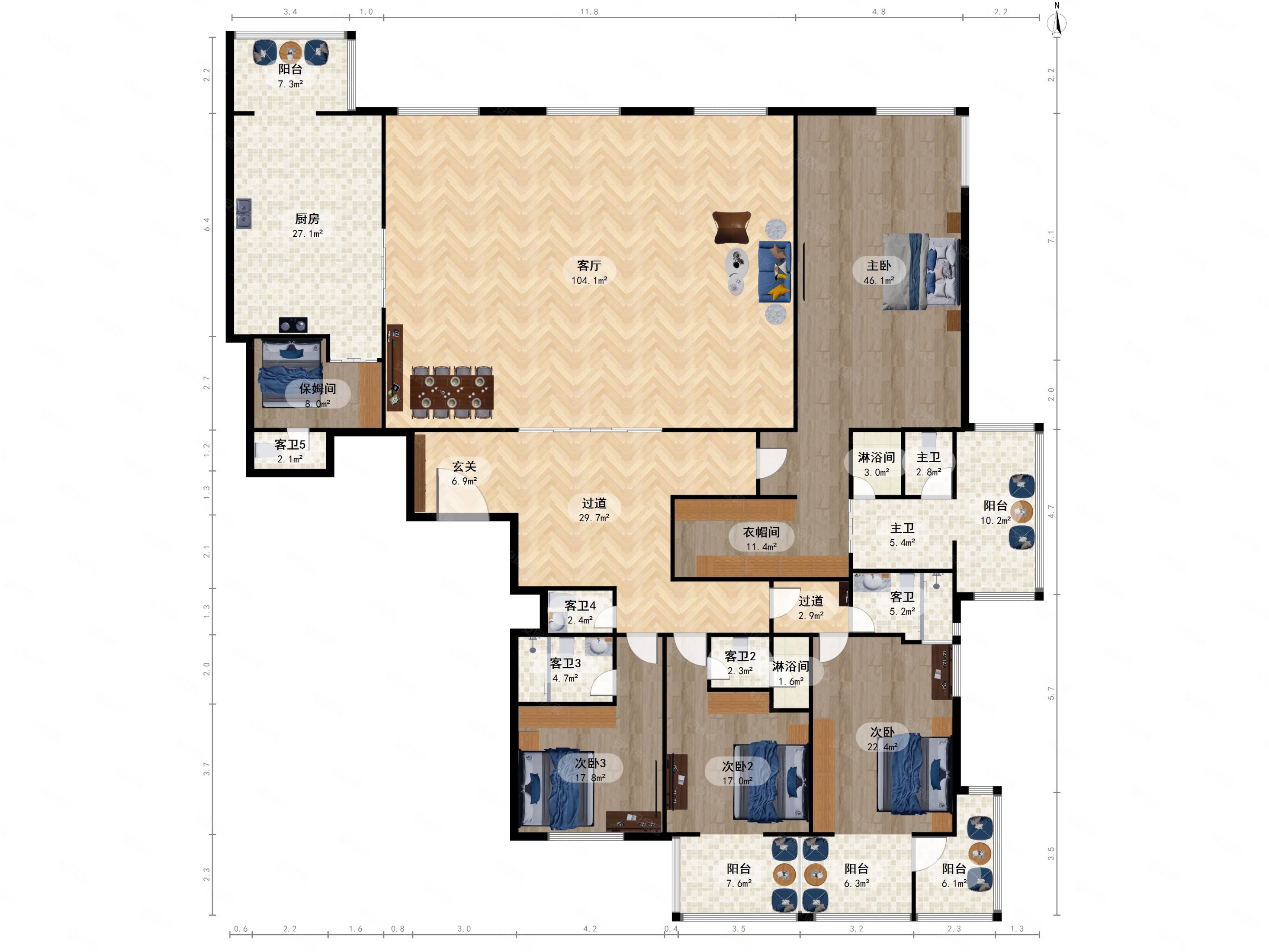 缘溪堂4室2厅5卫格局方正客厅带阳台稳定签约清晰