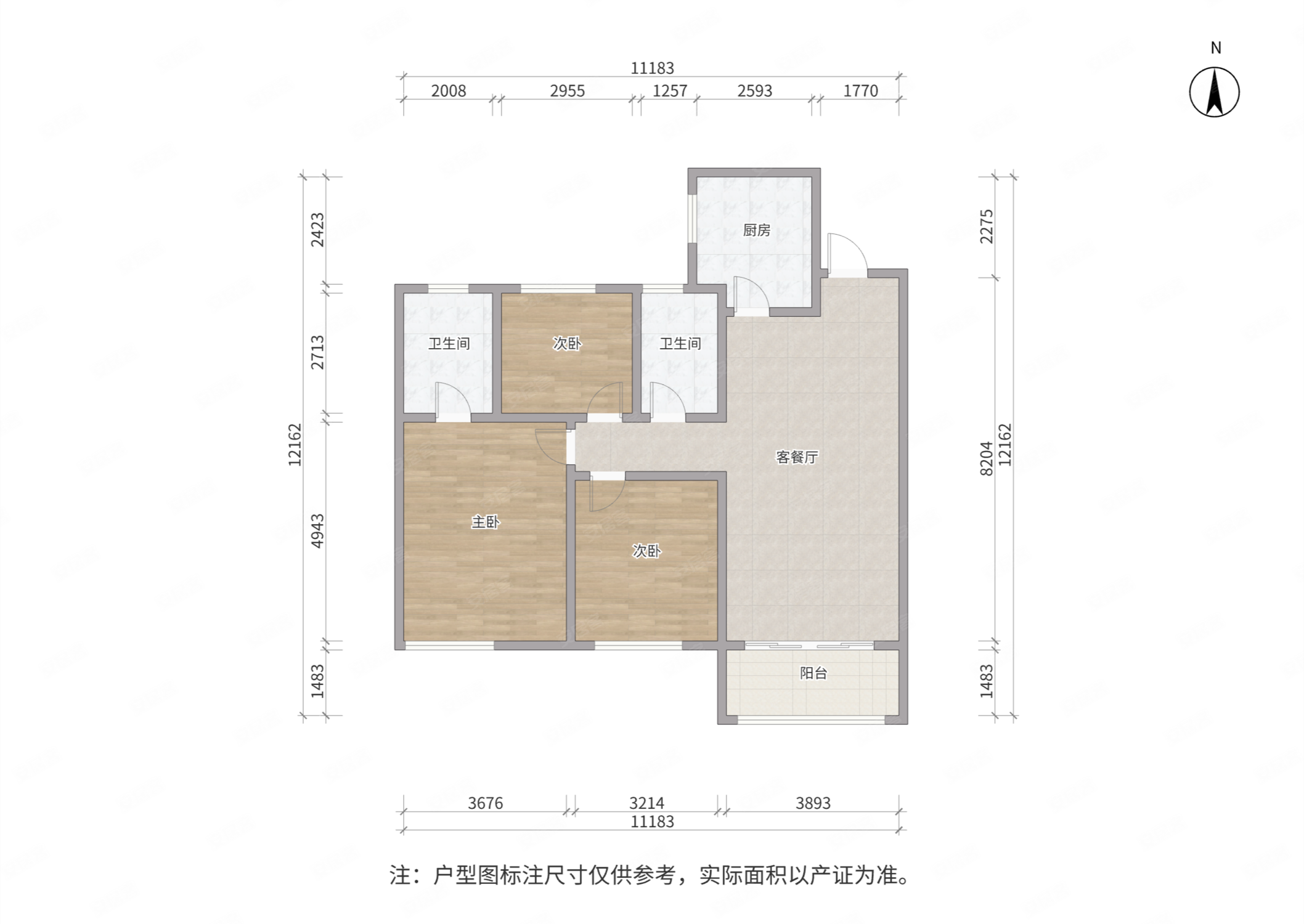 华润橡树湾(二三四五期)3室2厅2卫112.83㎡南148万