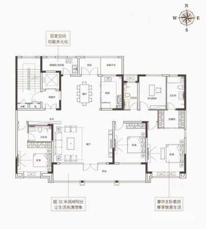 绿地新里城5室2厅3卫210㎡南北159万