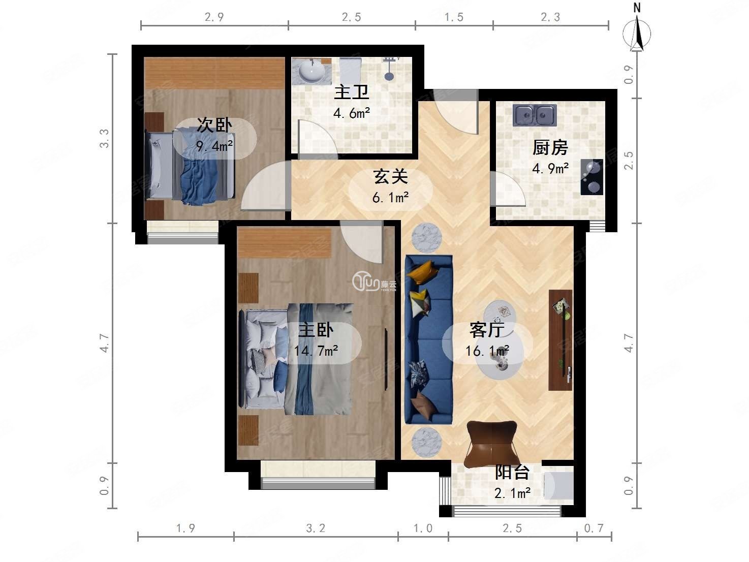 溪悦园2室1厅1卫76㎡南89万