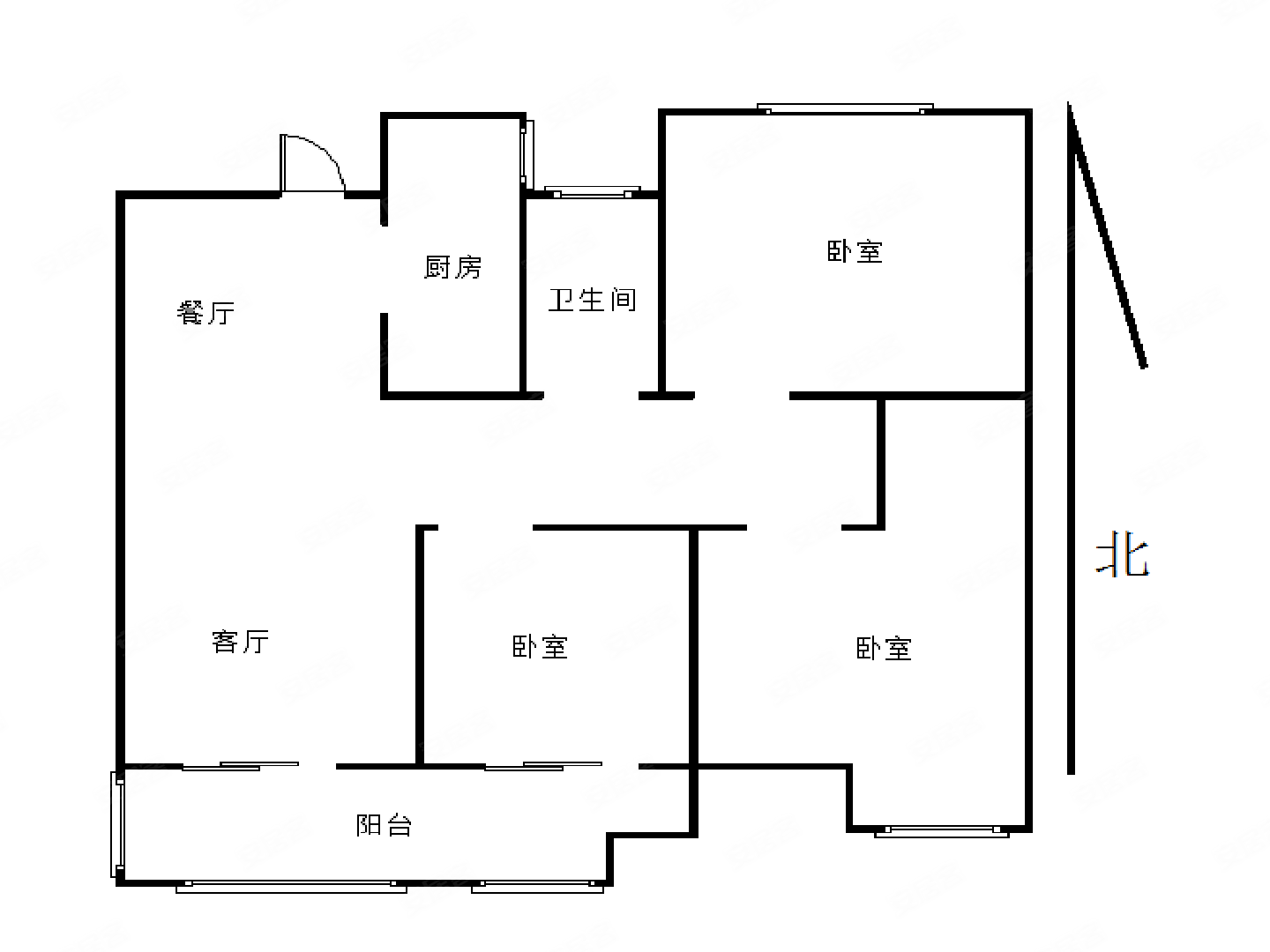 建业城(项城)3室2厅1卫116㎡南北61万