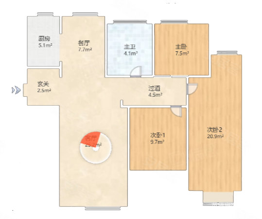 金色年华3室2厅1卫128.1㎡南北69.8万