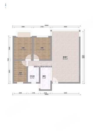 时代广场玺景园3室2厅1卫103.59㎡南北82万