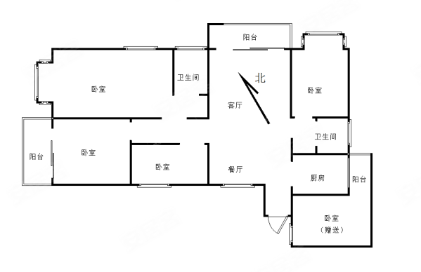 银河北庭5室2厅2卫161㎡东北123万