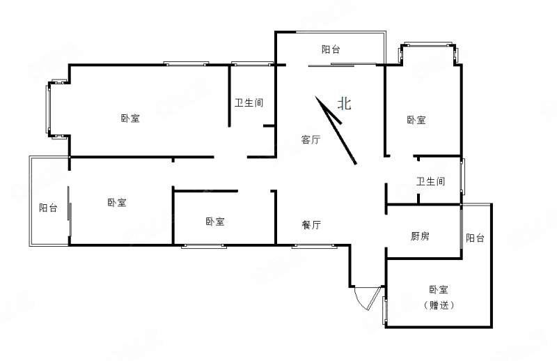 银河北庭5室2厅2卫161㎡东北123万