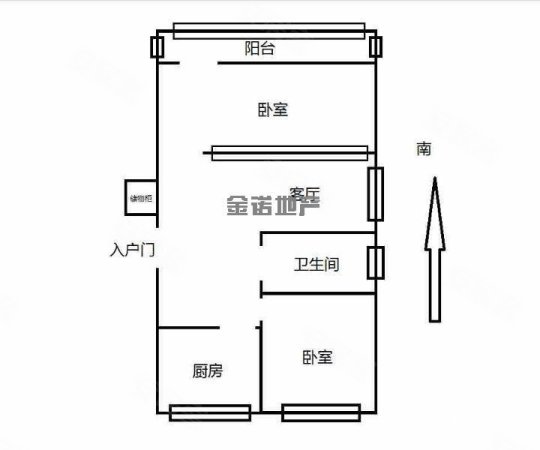 富乐社区1号院2室1厅1卫59.13㎡南北158万