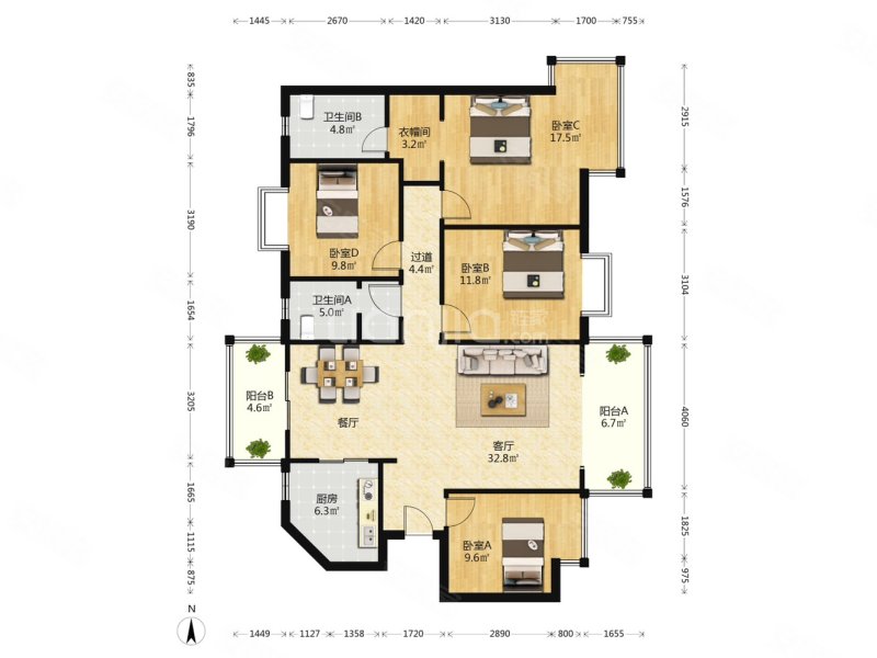 新房源!王炸户型金地九樾端头大四房 南北通透证在手看房方便