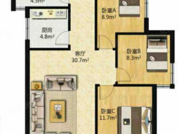 【多图】万景荔知湾,子午大道租房,万景荔知湾 三室精装长安公园旁铁