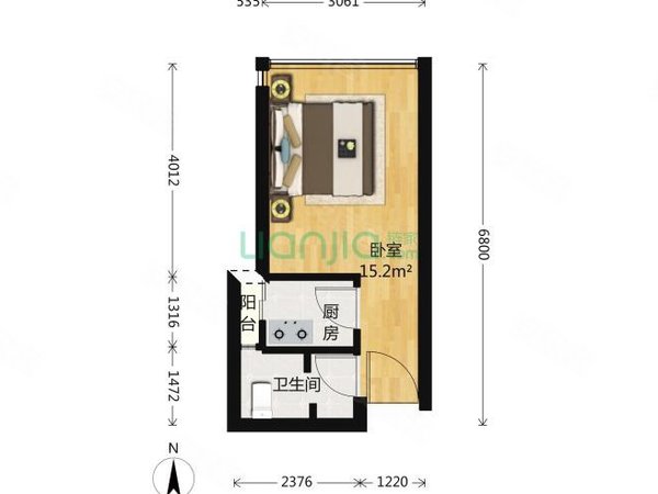 镇江镇江新区幸福广场赵声路2号小区英科医疗孚能科技附近可短租精装一室一厅无中介费随时看房入住出租房源真实图片