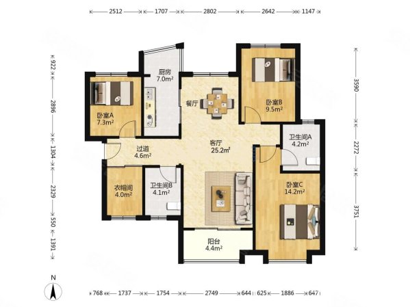年底急售房源a1户型三室两卫铂琅峯精装修0公摊有钥匙