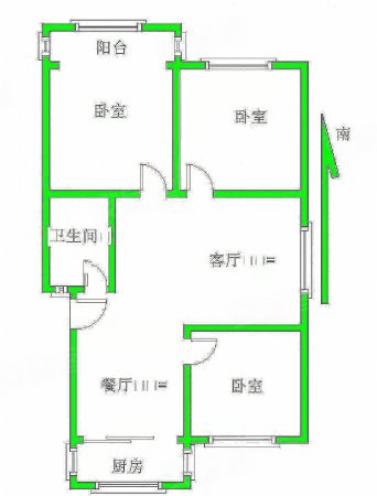 市委家属院3室2厅1卫100㎡南北78万