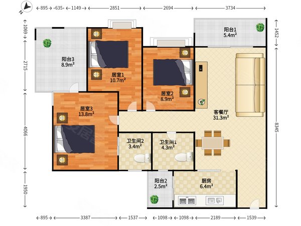 深圳福田百花海馨苑08年海关小区,低楼层安静舒适,不靠路,看房钥匙在