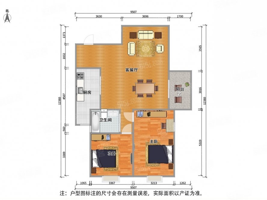 居住密度低,银仁御墅花园二手房,155万,2室2厅,1卫,120平米-无锡安居
