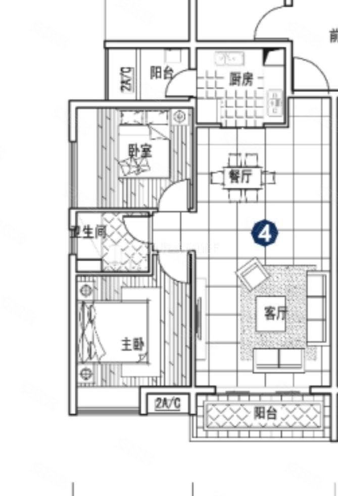 中天未来方舟G5组团2室2厅1卫85.37㎡南90万