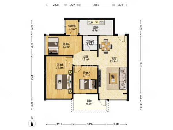 深圳盐田沙头角蓝郡公馆精装 大3房两厅两卫 看房随时方便 看海景出租
