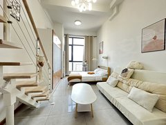 威海环翠青岛路恒大海上帝景望岛万达旁 蓝海国际 精装复式公寓可看海带投影出租房源真实图片