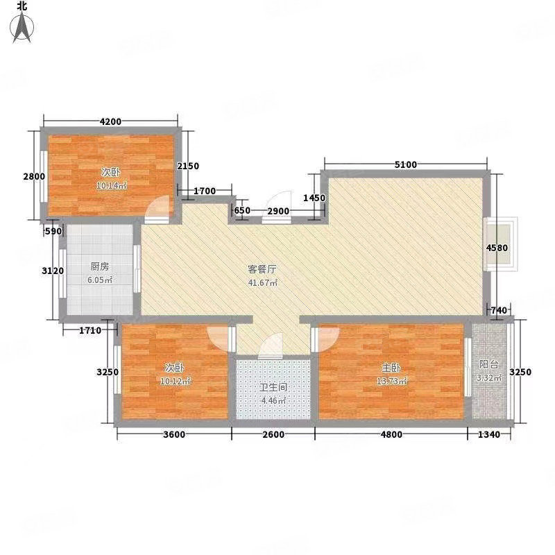 世纪外滩东区3室2厅1卫99㎡南北42万