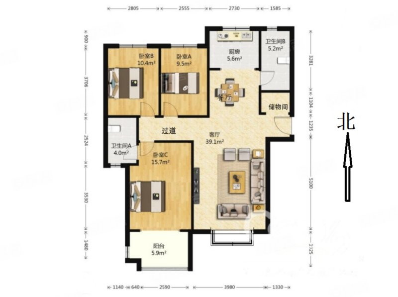 必看好房 精装大三居 一天未住  全天采光 有车位地下室