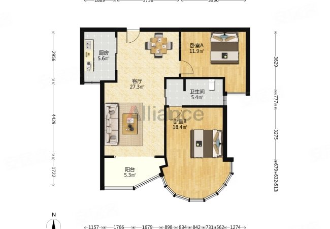 金宸国际花园 电梯房 刚需两居 拎包入住出行方便 中间好楼层