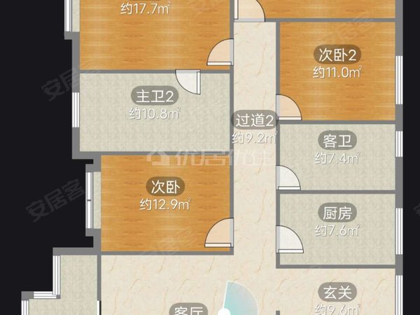 贵阳观山湖世纪城金阳世纪城龙泽苑南区电梯房 整租 3500元每月 4室