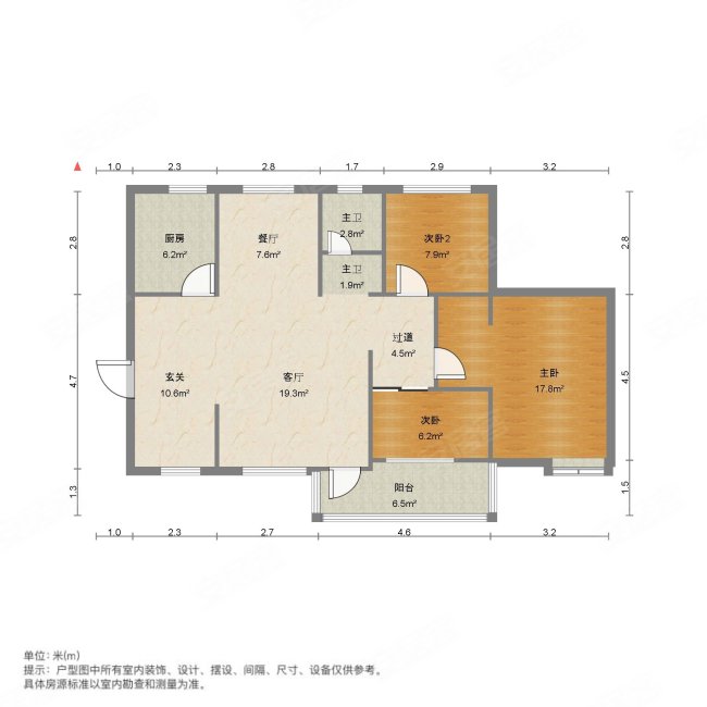 新长江香榭湾3室2厅1卫96.72㎡南北110万