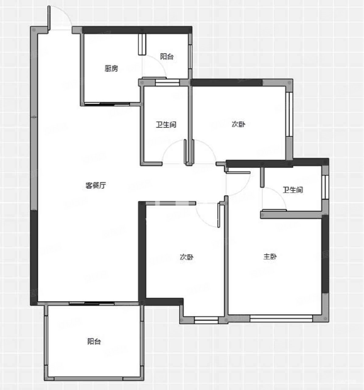 龙光玖珑府3房2厅99万