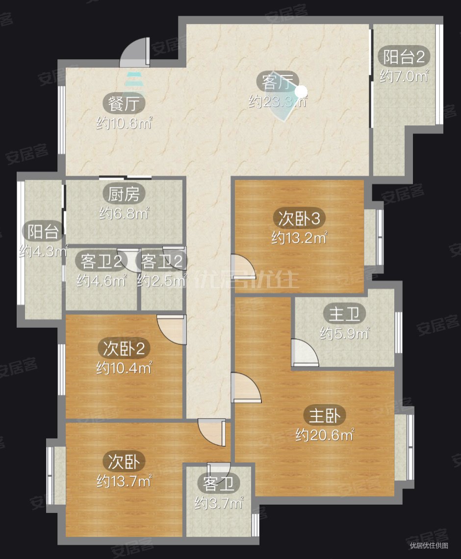 龙泽苑精装4房2厅2卫
