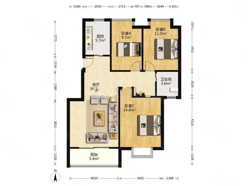 天润城第三街区 小三房 临地铁 南北通透 正规商品房 精装修