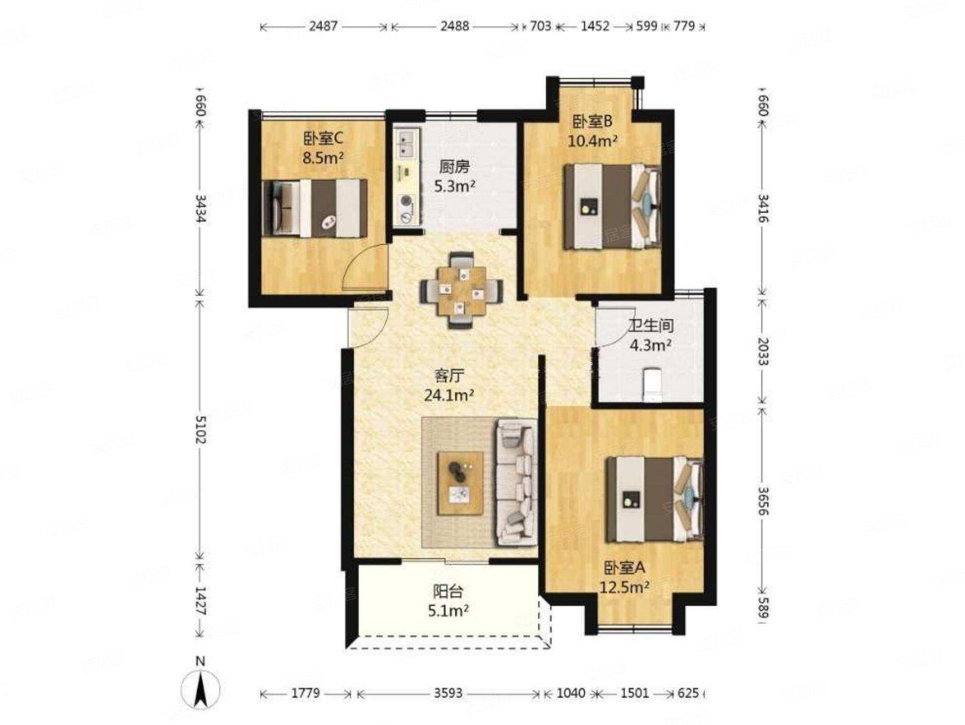 电梯大三房 南北通透 花园位置 景观楼层 拎包入住 看房随时
