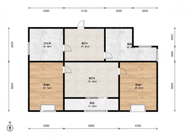 整租三林晶耀名邸2室2厅出租房源真实图片
