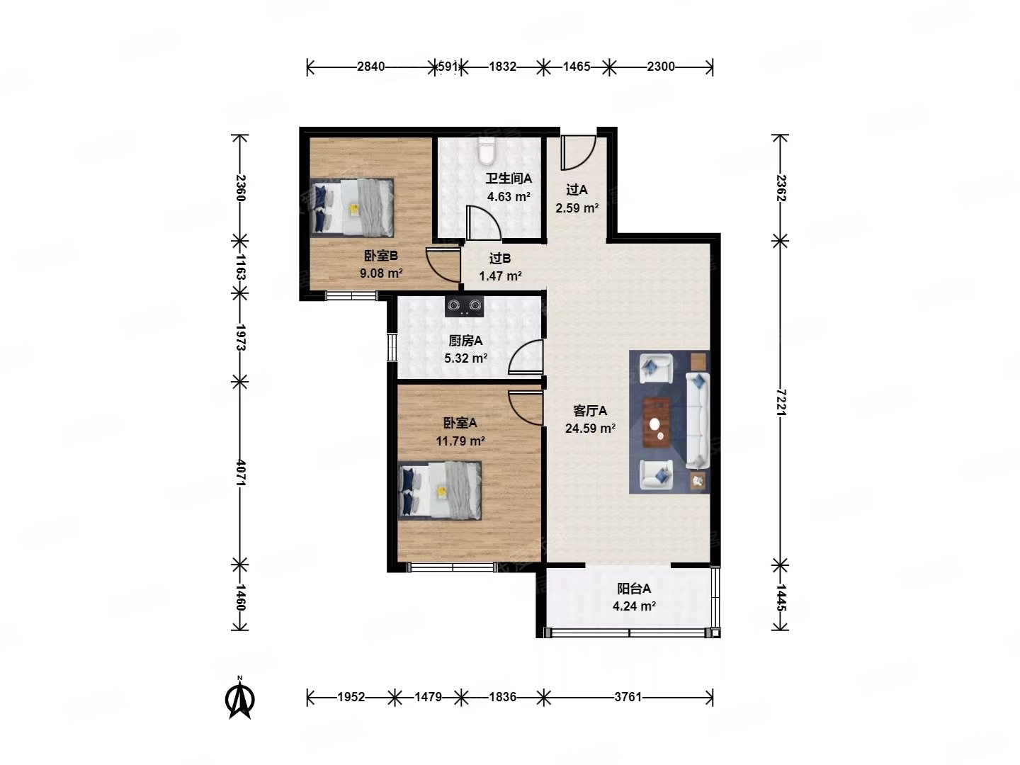 东坝汇景苑四区 次新小区 中楼层南向两居商品房 业主急售