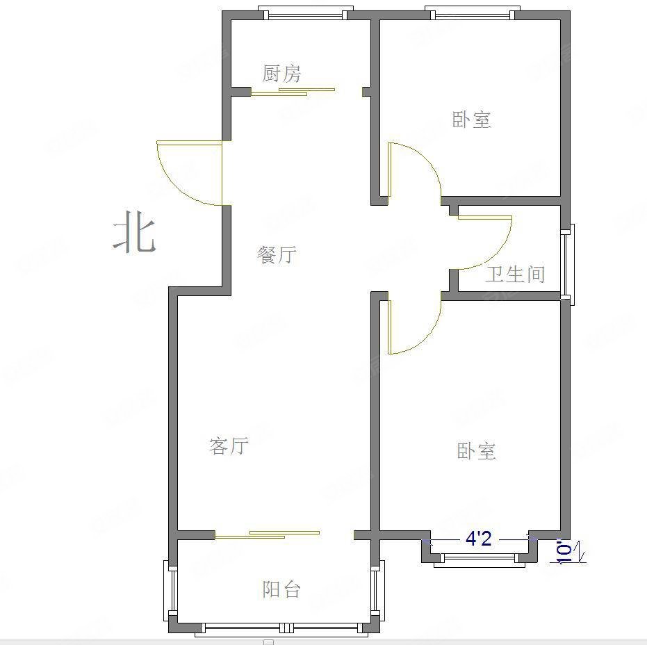 永泰新景湾2室2厅1卫104.03㎡南北78万