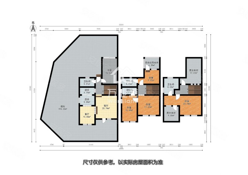 芦花庄园二期3室2厅4卫249㎡南北600万