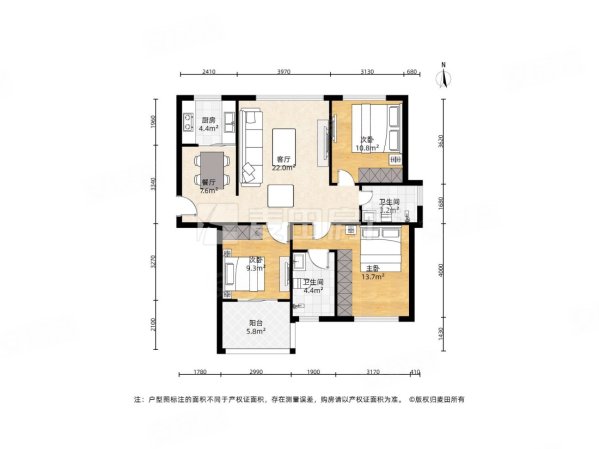 碧桂园十里江湾3室2厅2卫91.61㎡东南135万