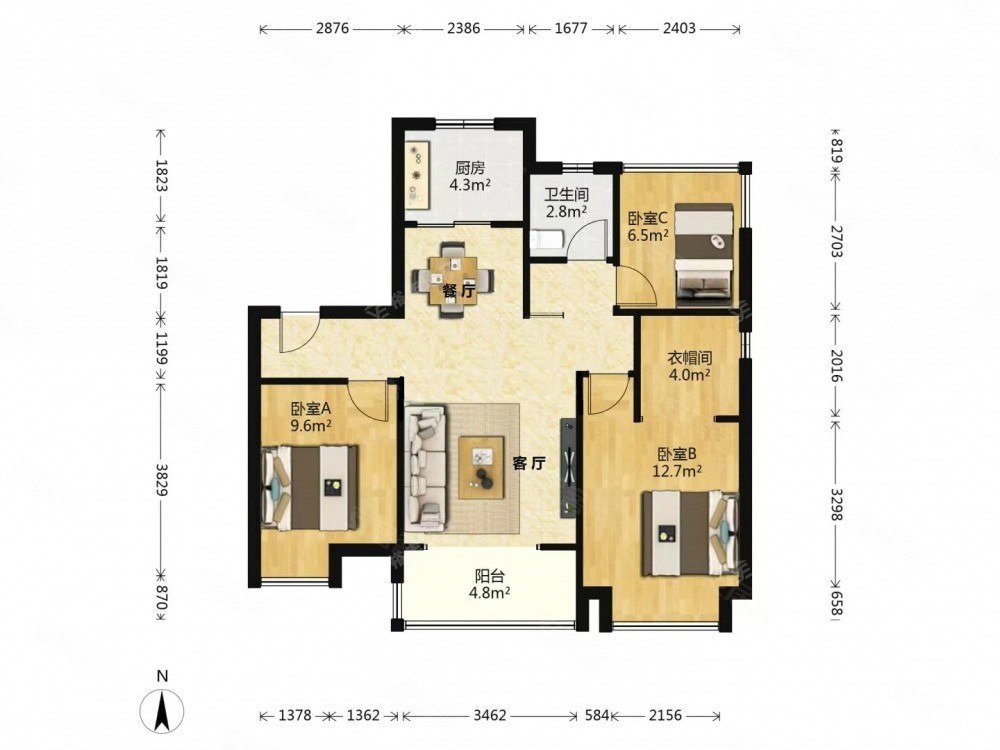 精装双卫 经典三房 次新房 满二 随时看房,江山印二手房,240万,3室2厅