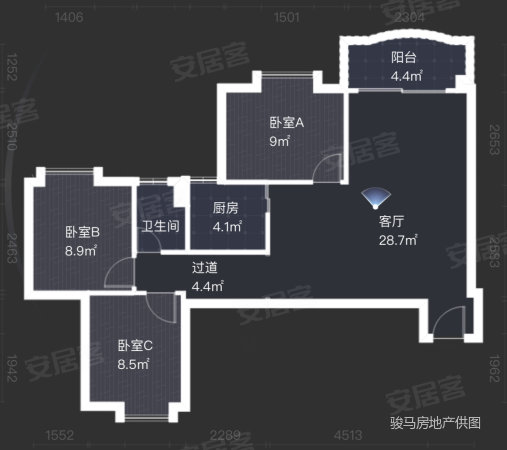 海富花园3室2厅1卫92.69㎡南北450万