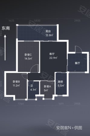 宁海世纪城1期3室2厅1卫93.6㎡南78万