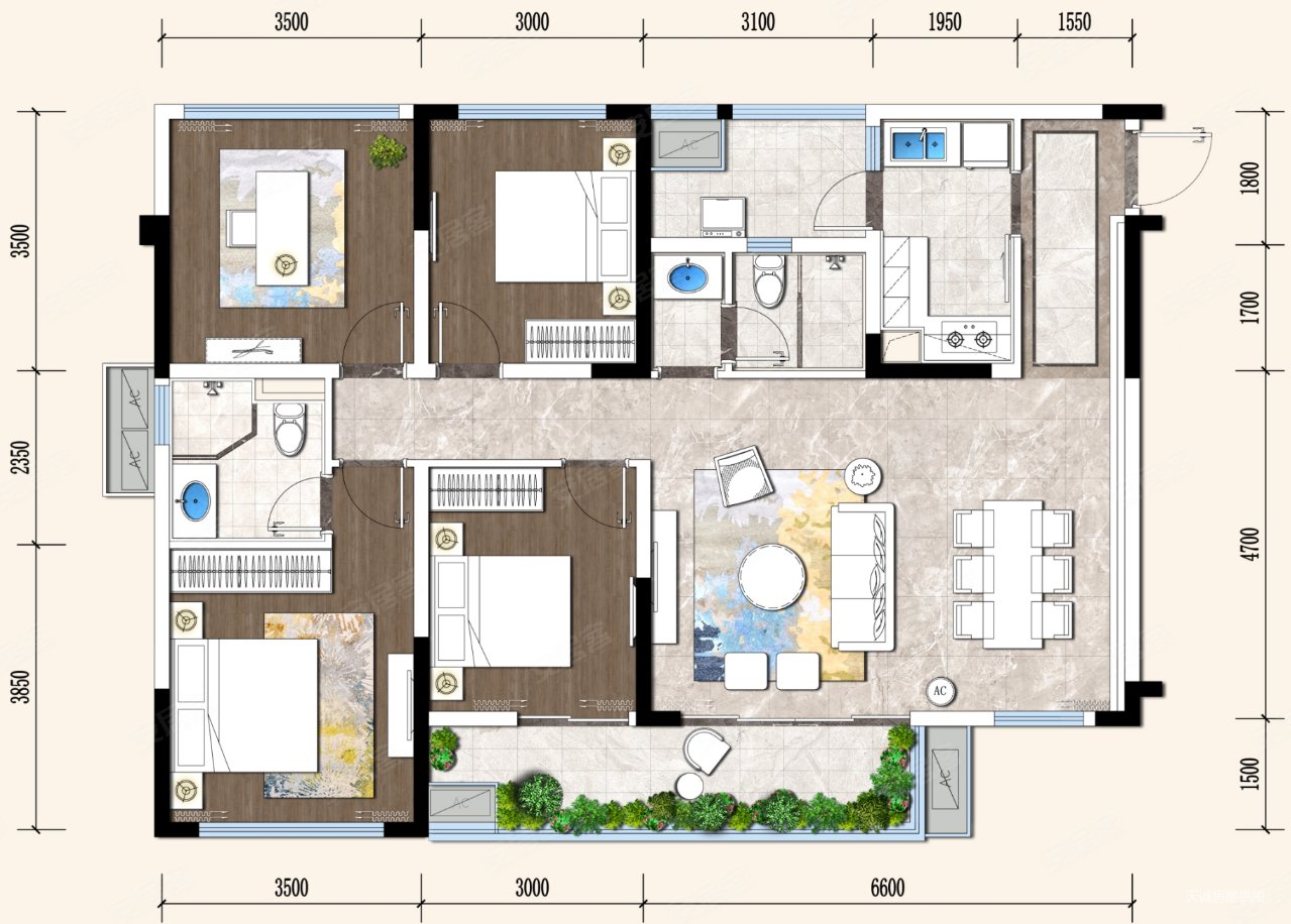 翰林首府4室2厅2卫142㎡南北133.1万