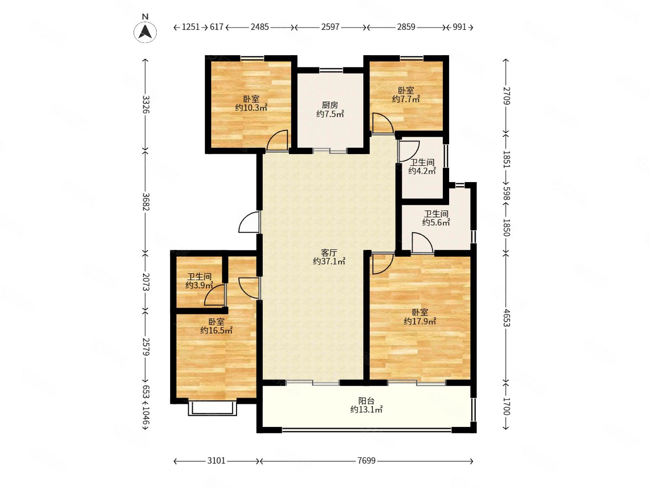 万达旁美的国宾府洋房中间楼层高层的价格四房好户型