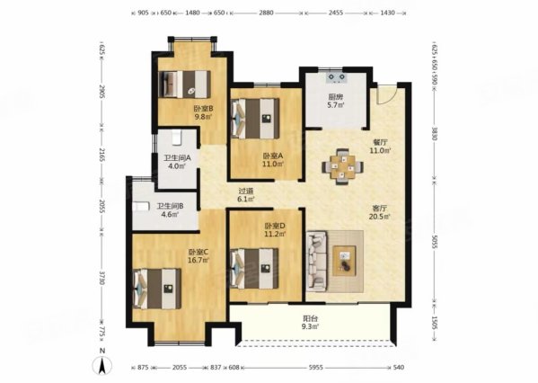 熙悦4室2厅2卫138㎡南161.9万