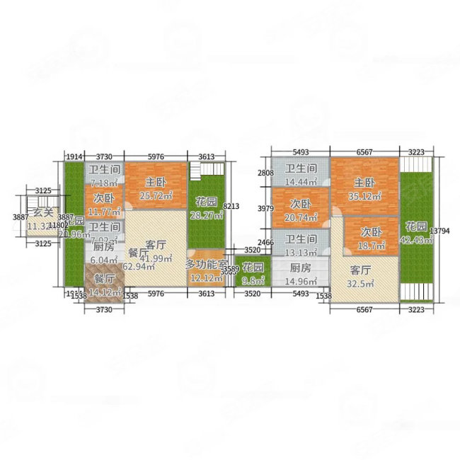 泰丰东方名城6室3厅6卫300㎡南北257.8万