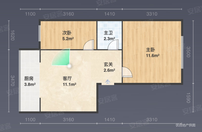 民生苑2室1厅1卫48㎡南北15.8万