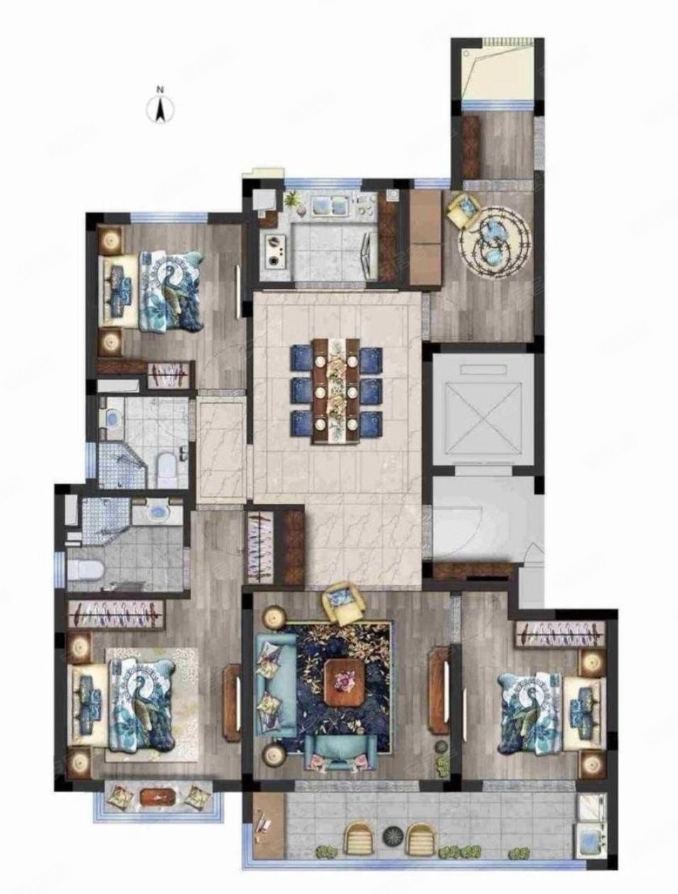 上湖城章(三期)4室2厅2卫132.09㎡南北498万