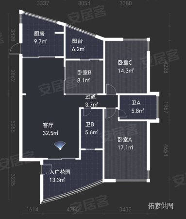 公园壹号3室2厅2卫133㎡南北273万