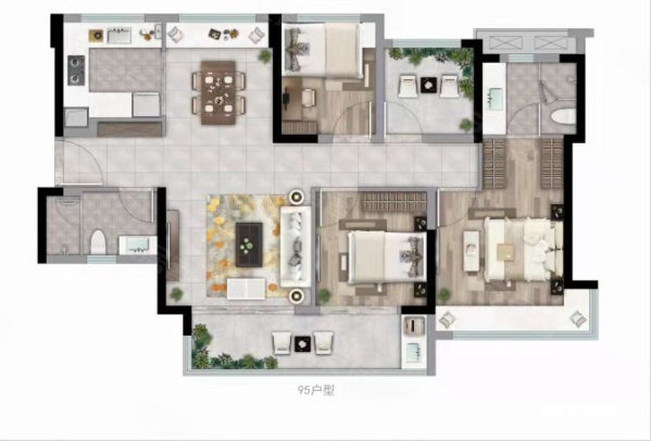 中南云锦3室2厅2卫99㎡南北72.5万