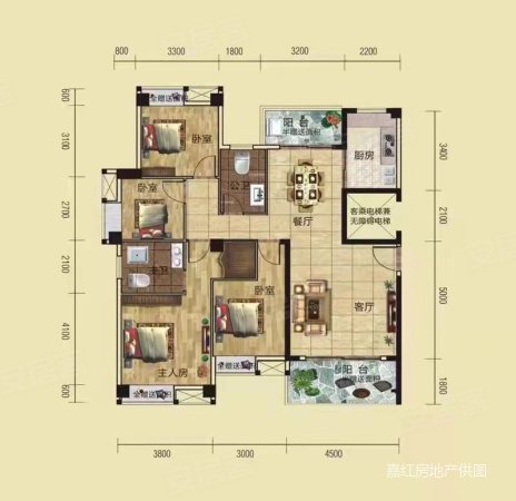 丽景苑(临江一区)4室2厅2卫137.6㎡南北56.8万