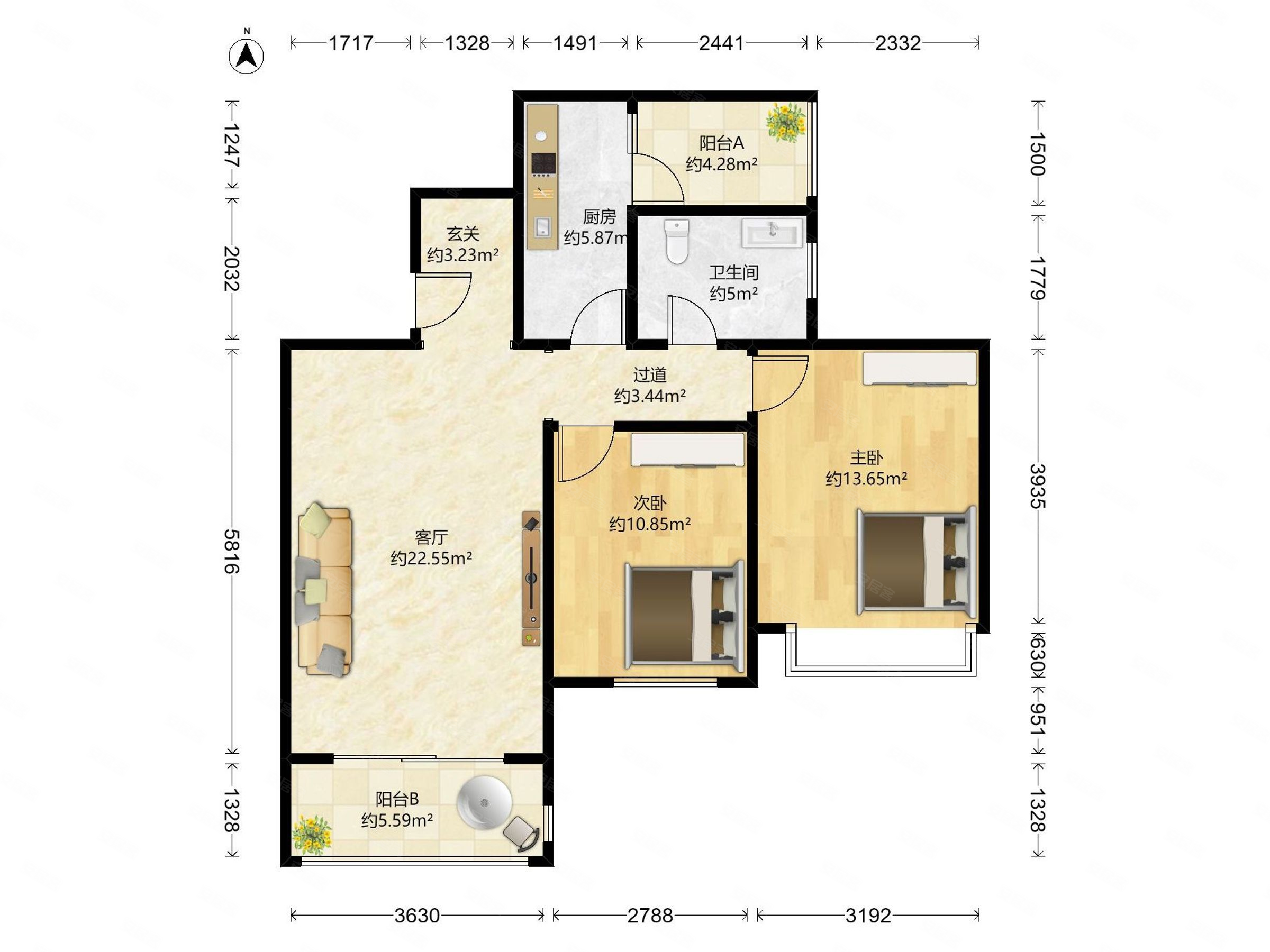 西派国际精装套二 简洁温馨可看湖同户型 驾,西派国际二手房,420万,2