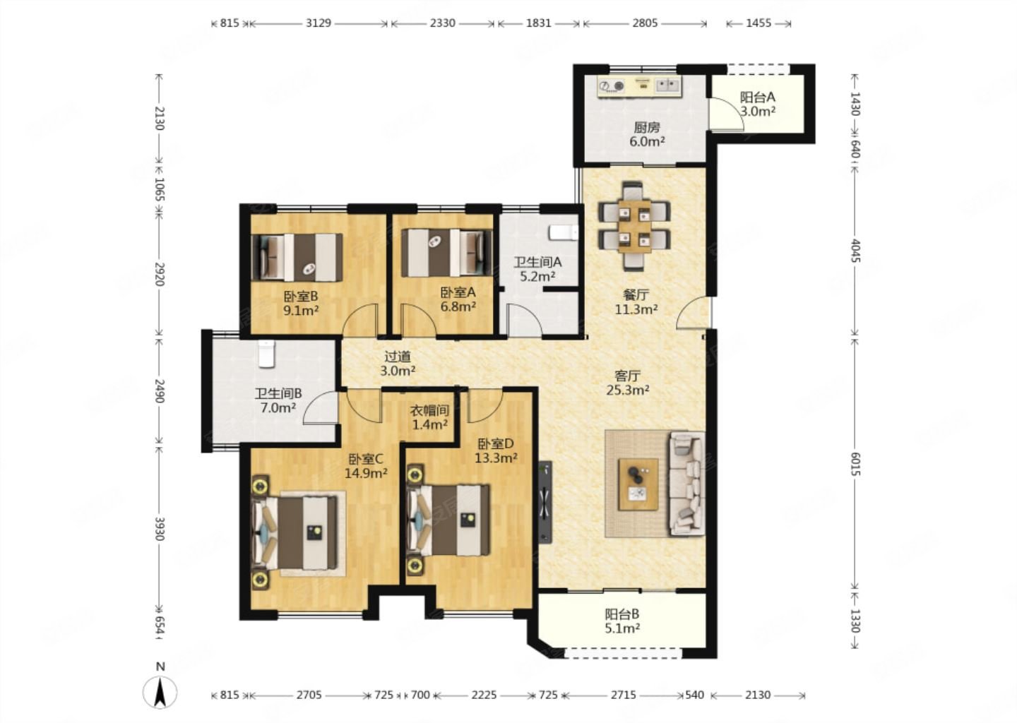 金地褐石公馆满二近地铁动静分离采光好