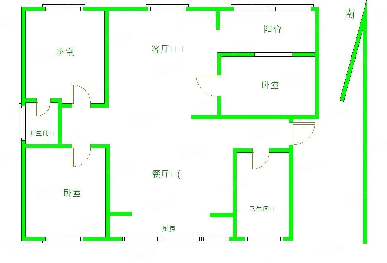 昆吾花园(二期)3室2厅2卫119㎡南北91万